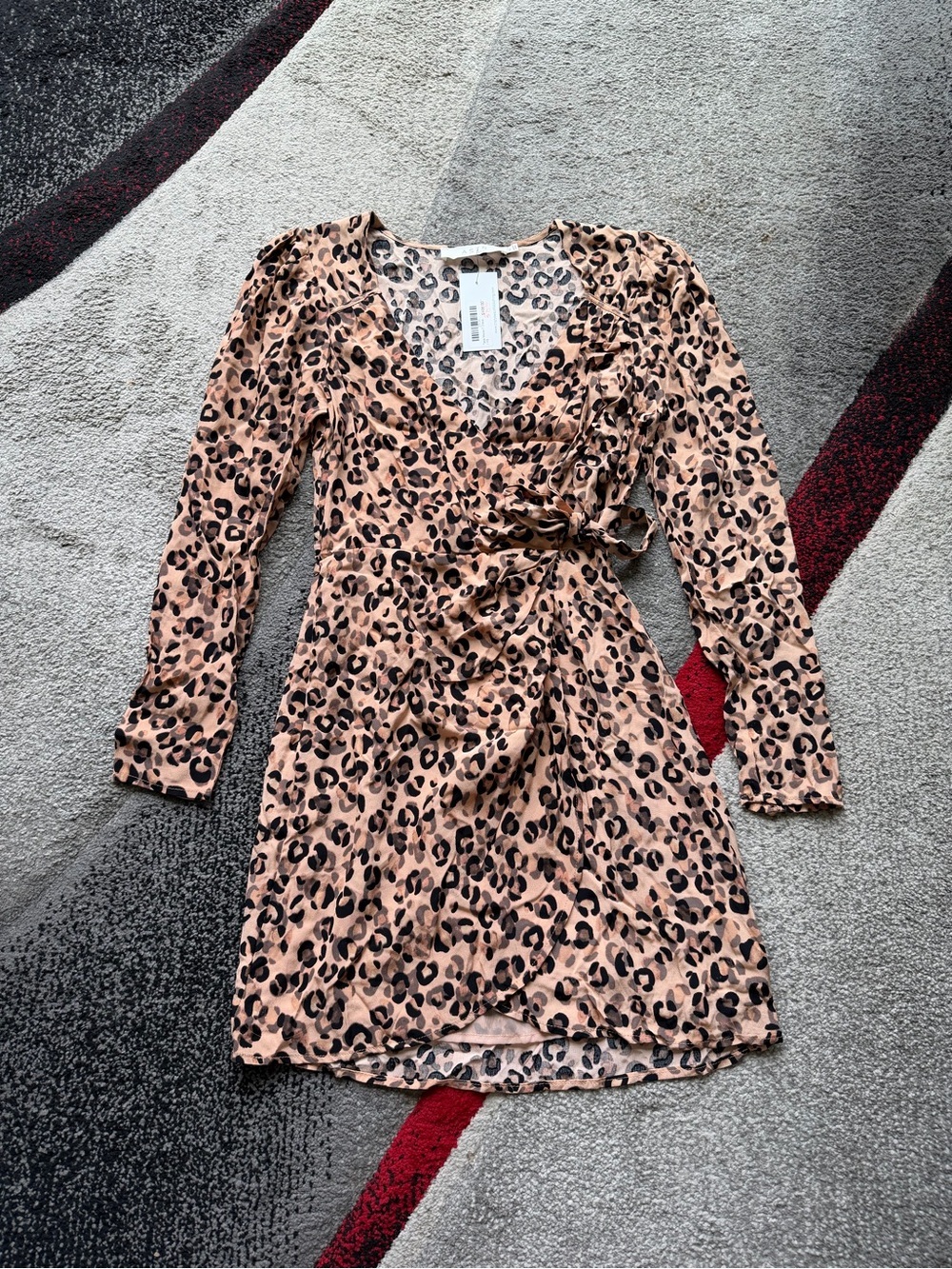 ASTR The Label Animal Print Faux Wrap Mini Dress